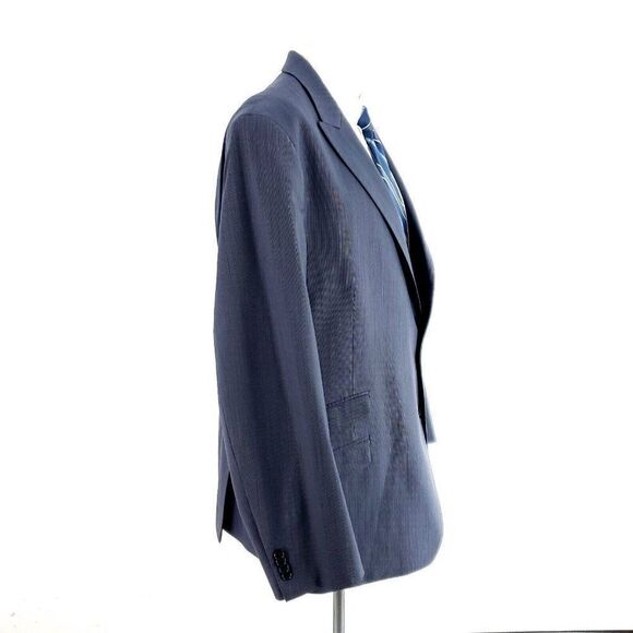 Tommy Hilfiger Wool Lycra 2 Button Suit Jacket 44R Blue Striped Peak Lapel Extra - Picture 6 of 11